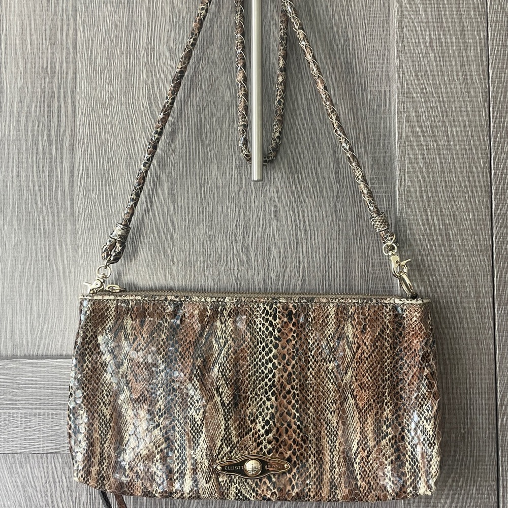 Like New Vintage Elliott Lucca snake print convertible crossbody clutch